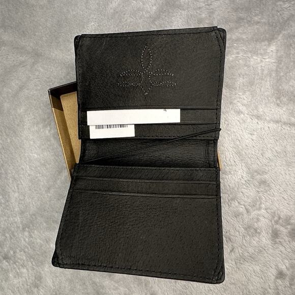 Justin RFID Front Pocket Wallet Brown Genuine Leather Suede Western Boot Stitch - Picture 4 of 9